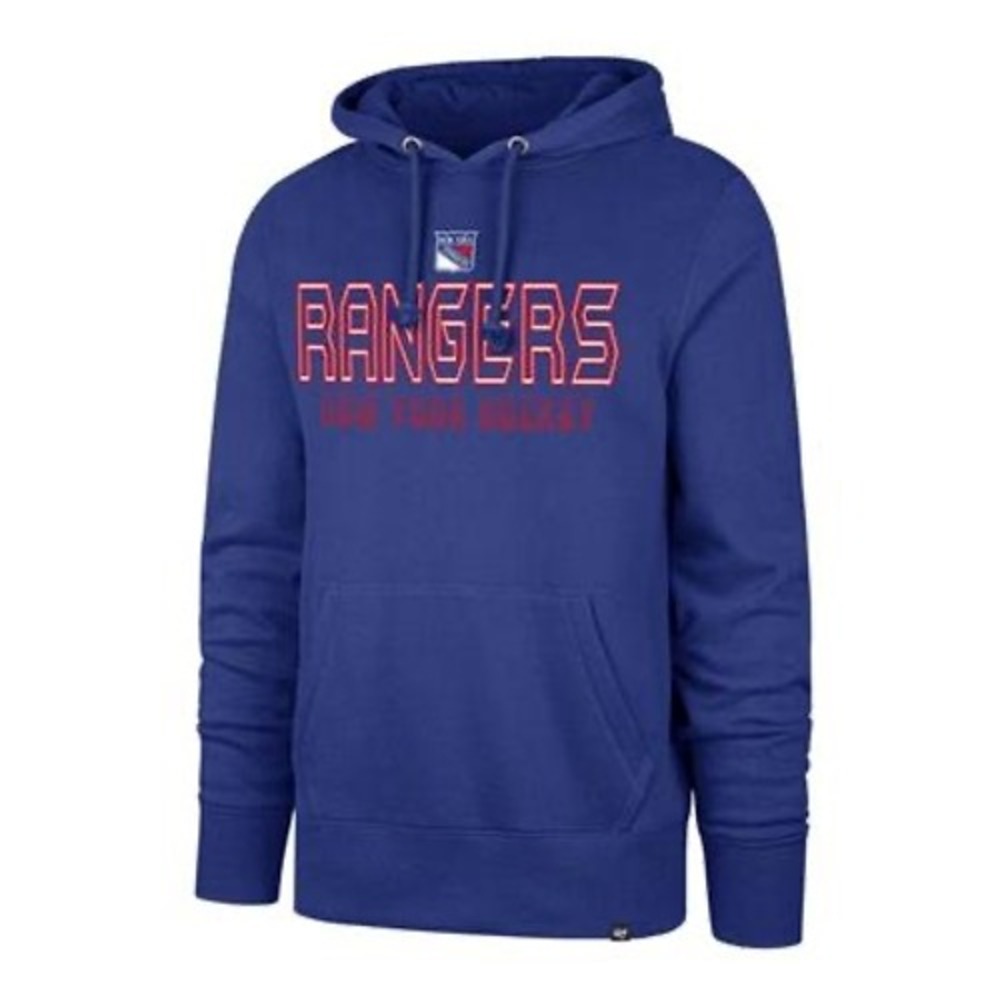 '47 Brand Byline Headline Hoodie New York Rangers Mens Small Blue NHL Pullover